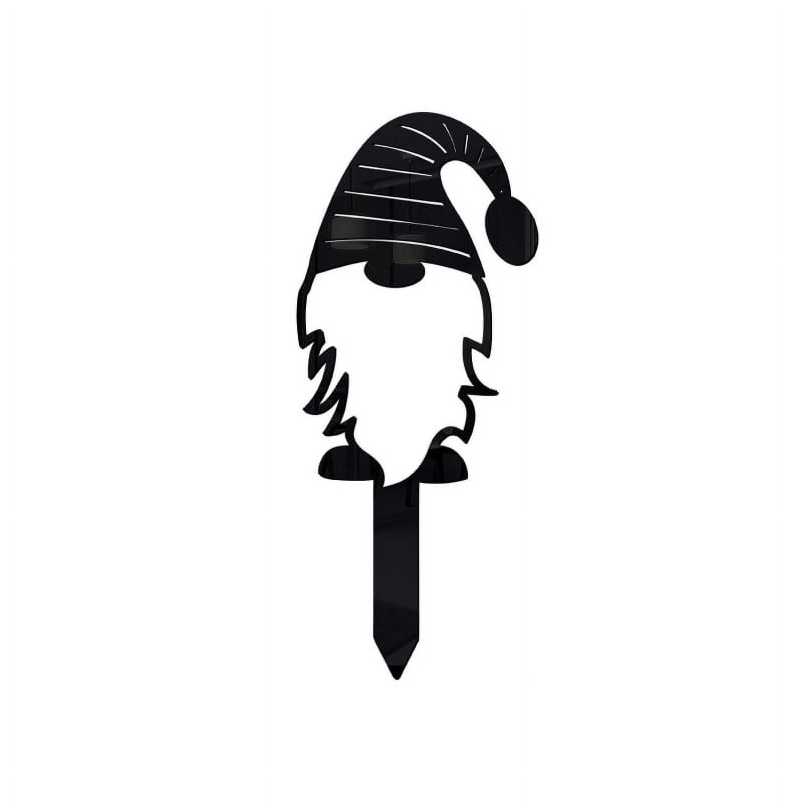 Acrylic 3D Gnome Stake Hollow Art Black Dwarf Ornamental Garden Plug