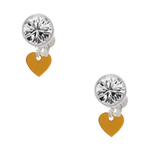 Acrylic 5/16" Goldtone Heart Clear Crystal Clip On Earrings