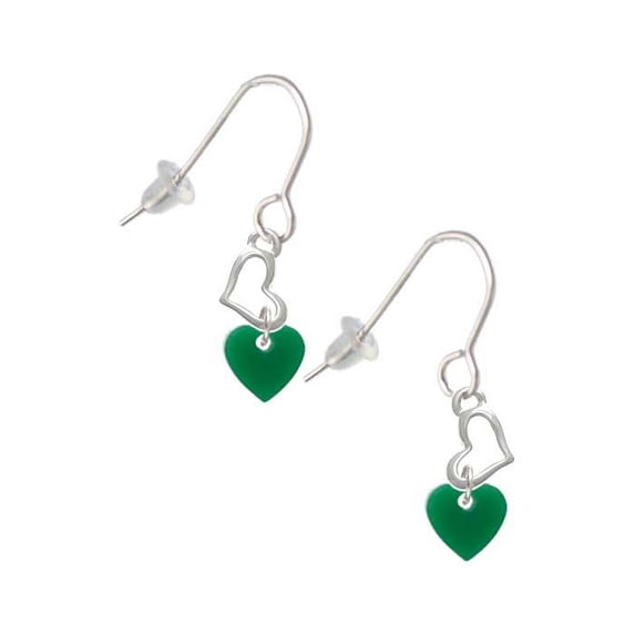 Acrylic 5/16" Green Heart Heart French Earrings