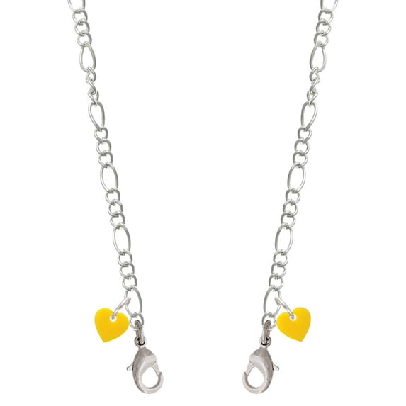 Acrylic 5/16" Yellow Heart Silvertone Face Mask Necklace