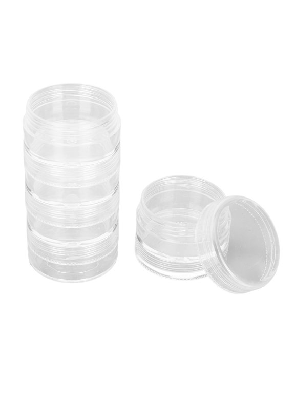 Acrylic 5-Layer Stackable Watch Parts Storage Box, Clear Round Component Organizer Case for Screws, Movements, Crowns - 1.5 Inch