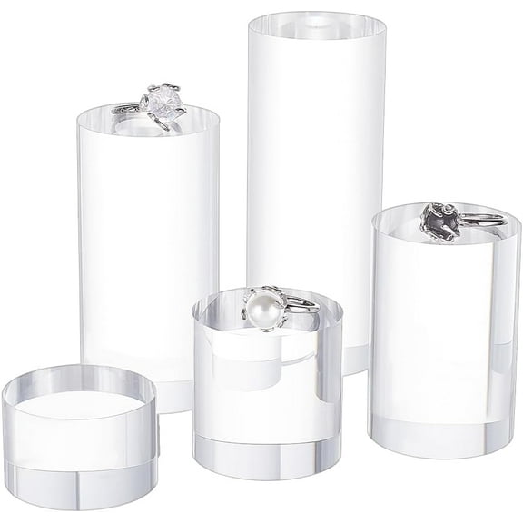 Acrylic 5pcs Clear Acrylic Display Block - 1.2/1.6/2.4/3.2/4 Inch Round Cylinder Solid Pedestal Stand for Jewelry Gem Pop Figures & Cosmetic Showing Acrylic