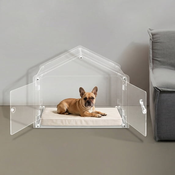Acrylic 68×40×54cm Kennel Fully Transparent Indoor Pet Cage Small Dog Cat Nest Cage
