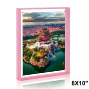 Acrylic 8X10 Picture Frame to Display 8x10 6x8 5x7 Pictures Mat-free Floating Photo Frame for Wall and Tabletop,Pink