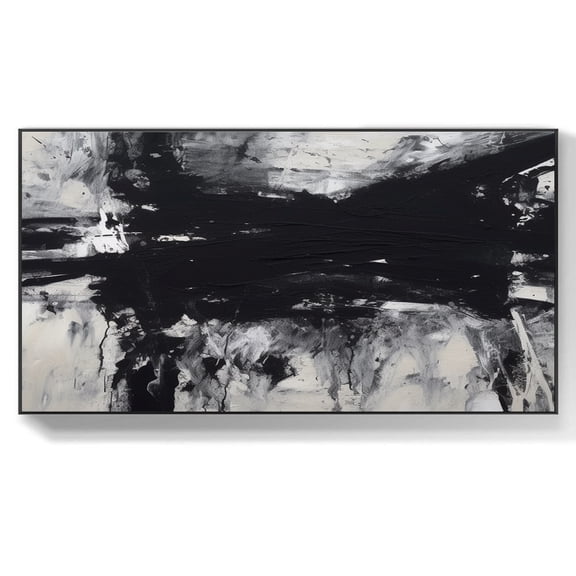 Acrylic Abstract Textured Oil Painting Black and White Oil Painting Abstract Wall Art Large Textured Wall Art Oversized Painting,Unstretched,Frameless,(41*61cm)16*32Inches
