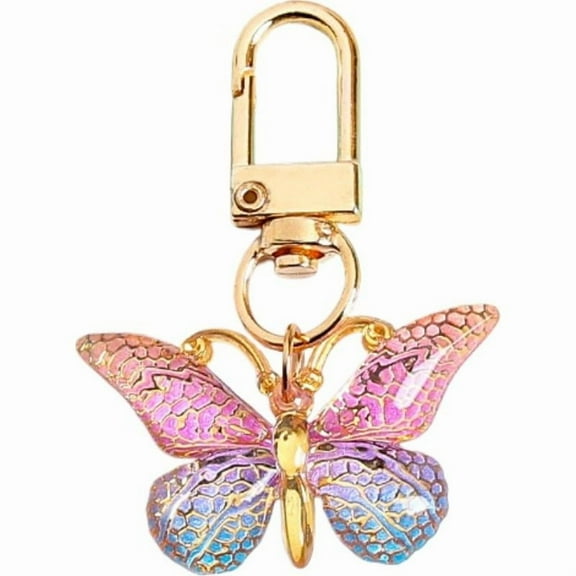 Acrylic Alloy Keychain with Gradient Colors, Butterfly Design – Lightweight & Unique Gift for Schoolbag or Car Accessory