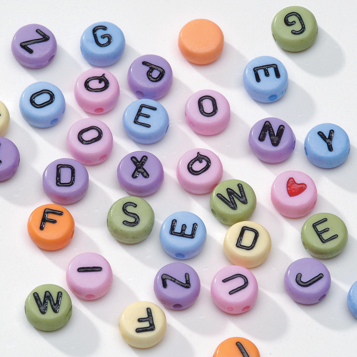 Acrylic Alphabet Beads Round Assorted Colors with Black Letters 7mm ...