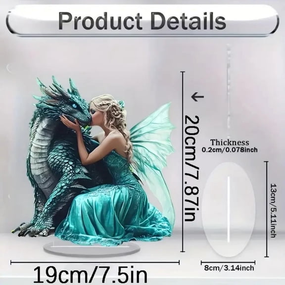 Acrylic Angel 2D Flat Angel Figurine, Blue Fantasy Wings, Crystal Angel Figurines, Waterproof Display Stand B