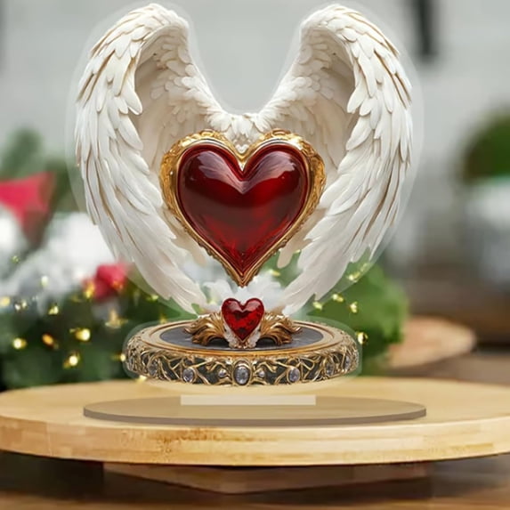 Acrylic Angel Wings Cross Figurine with Bohemian Style Decoration - High-Transparency Tabletop Ornament for Desk or Living Room, Symbol of Protection and Blessing, Lightweight and Durable Home Accent