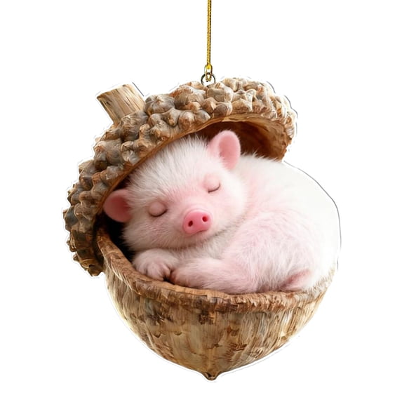 Acrylic Animal Christmas Ornament Sleeping Friend Rustic Nature Tree Hanging Decor