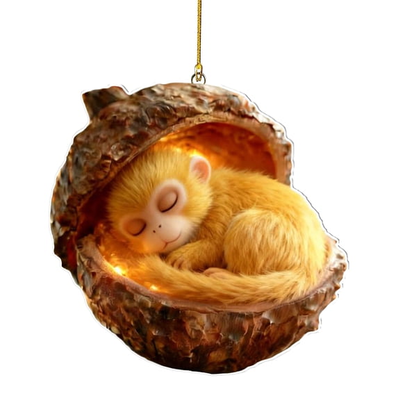 Acrylic Animal Christmas Ornament Sleeping Friend Rustic Nature Tree Hanging Decor