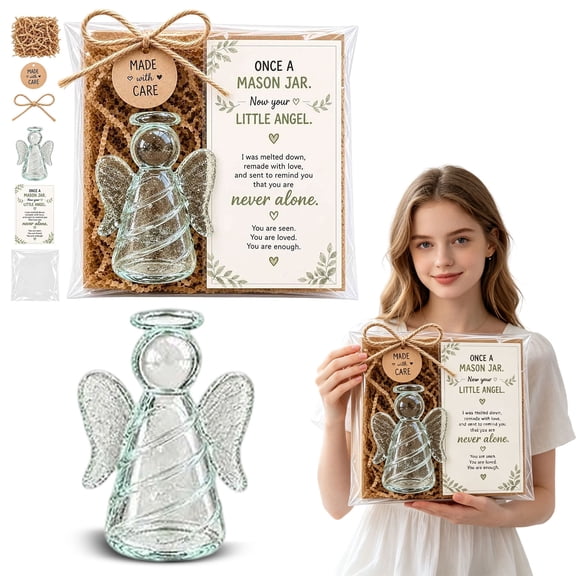 Acrylic Animal Figurine, Cute Heartwarming Keepsake Gift with Message Card and Twine Tie, Cozy Desk Decor for Emotional Support