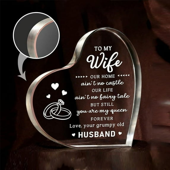 Acrylic Anniversary Birthday Gifts for Boyfriend I Love You Gift for Him Fiance Husband Keepsake for Groom Engagement Wedding Christmas Father's Day (Heart Style)
