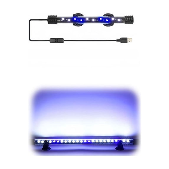 Acrylic Aquarium Light 7.1-22.8 Inch, Blue White LED Light for Desktop Fish Tank, Vibrant Aquatic Illumination for Bedside Table Aquarium, Submersible Fish Tank Light