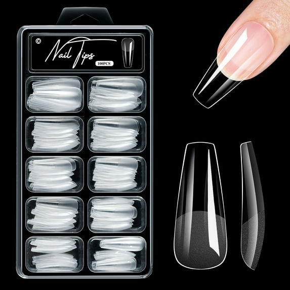 Acrylic Artificial Nails Tips Half Matte Full Covers False Nails,Half Covers Fake Nails Pre-File 100Pcs