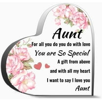 Acrylic Aunt Birthday Gift Floral Themed Heart Shape Birthday Christmas Gifts For Aunt Inspirational Thank You Gifts For Women Men, Decoration Heart Shape Acrylic Sign Gift