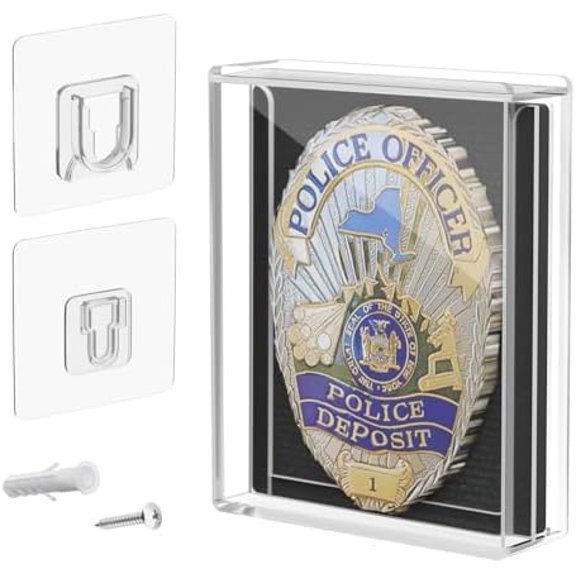 Acrylic Badge Display Case, Dustproof Badge Collection Display Box, Shadow Box for Policeman, Fire Badges (1 Pc)