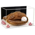 thumbnail image 1 of Acrylic Baseball Catchers Glove Display Case with Mirror, Pink Risers and Clear Base (A011-PNR), 1 of 2