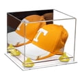 thumbnail image 1 of Acrylic Baseball Hat or Cap Display Case with Mirror, Yellow Risers and Clear Base (A006-YR), 1 of 2
