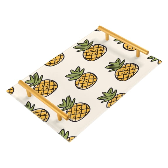 Acrylic Bathroom Storage Tray with Stainless Steel Handle Bathroom Vanity Counter Organizer Tray Multi-Purpose Decorative Tray Cartoon Yellow Pineapple