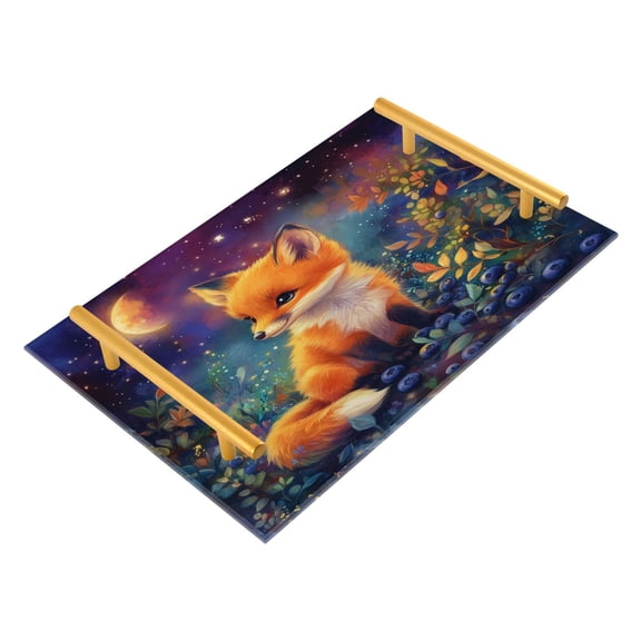 Acrylic Bathroom Storage Tray with Stainless Steel Handle Bathroom Vanity Counter Organizer Tray Multi-Purpose Decorative Tray The Little Orange Fox