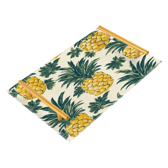 Acrylic Bathroom Storage Tray with Stainless Steel Handle Bathroom Vanity Counter Organizer Tray Multi-Purpose Decorative Tray Lovely Pineapple