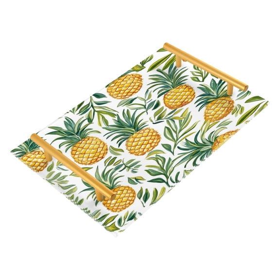 Acrylic Bathroom Storage Tray with Stainless Steel Handle Bathroom Vanity Counter Organizer Tray Multi-Purpose Decorative Tray Lovely Pineapple