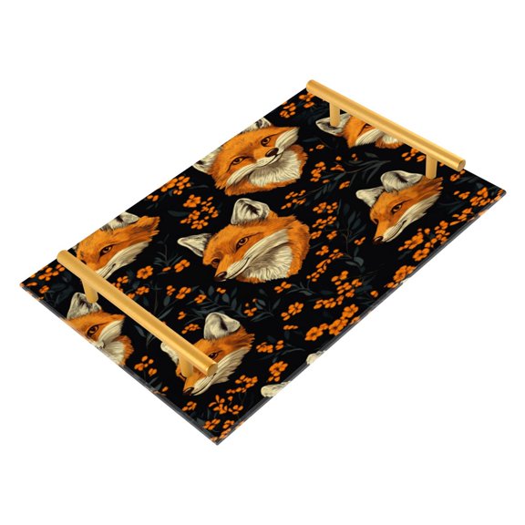 Acrylic Bathroom Storage Tray with Stainless Steel Handle Bathroom Vanity Counter Organizer Tray Multi-Purpose Decorative Tray Orange Fox