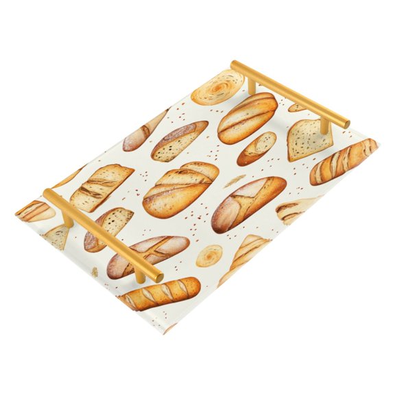 Acrylic Bathroom Storage Tray with Stainless Steel Handle Bathroom Vanity Counter Organizer Tray Multi-Purpose Decorative Tray Cartoon Bread