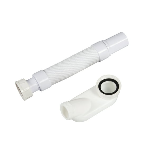 Acrylic Bathtub Drain Kit with Overflow, 22A02P01 - Durable & Easy to Maintain - Clear Acrylic Tub Drain Replacement - Bathroom Plumbing Parts White + Stainless Steel