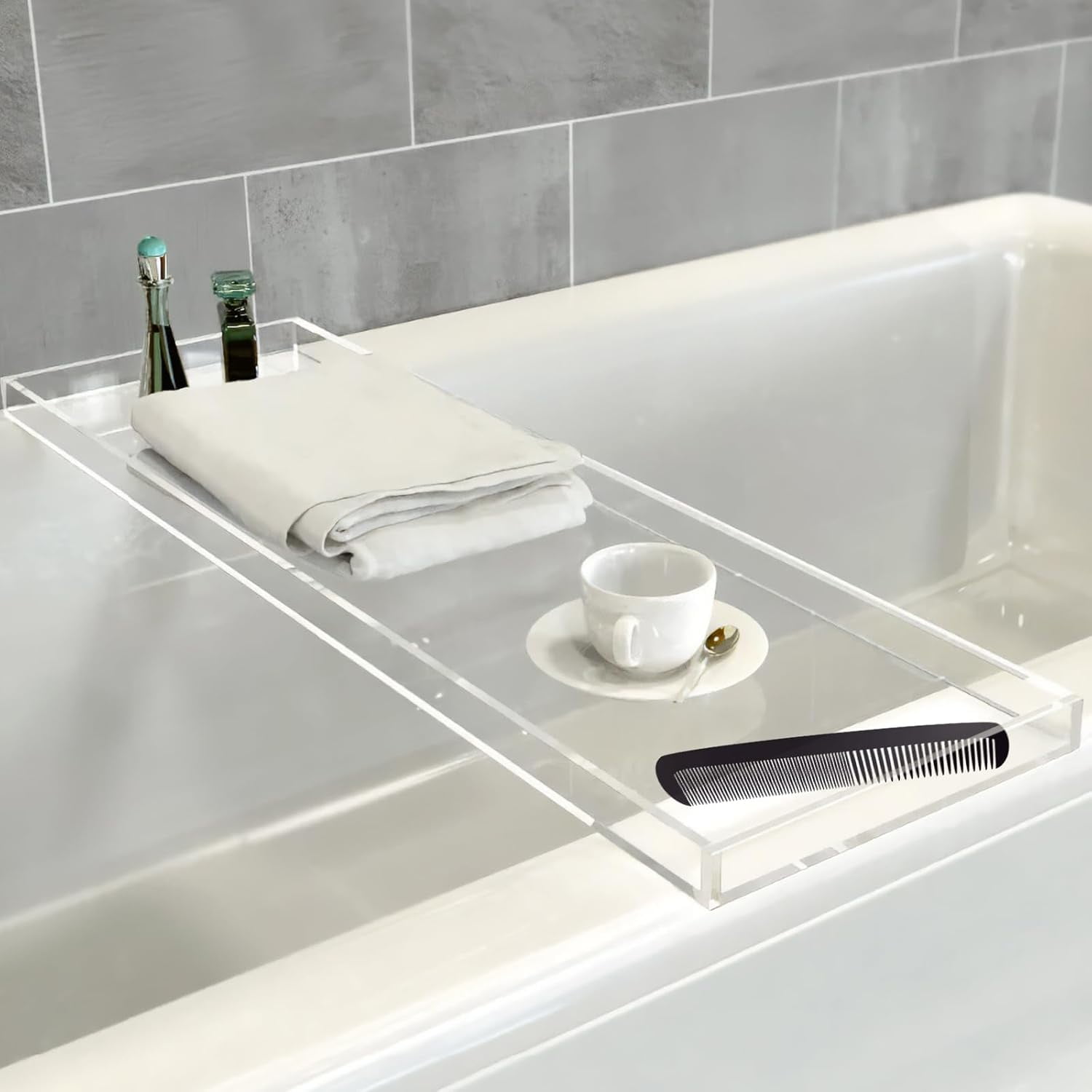 Acrylic Bathtub Tray, 32.28in Clear Bath Caddy, Bathroom Caddy Tray for ...