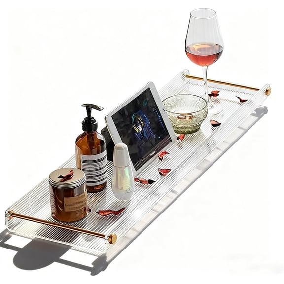 Acrylic Bathtub Tray, Luxury Bath Caddy Tub Table,Unique House Warming Gifts, New Home, Anniversary and Wedding Gifts for Couple, Bathroom Accessories for Spa or Reading Lite Style