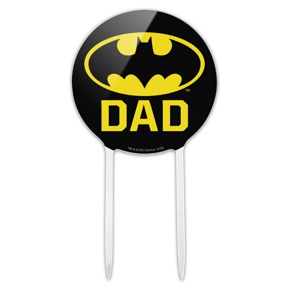 Acrylic Batman Bat Dad Shield Logo Cake Topper Party Decoration for Wedding Anniversary Birthday Graduation