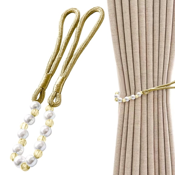 Acrylic Bead Curtain Tie 1PC with Pull Down Hooks, Elegant Pearl Bead Decorative Curtain Holder Strap, Adjustable 29.5 Inch Curtain Accessory for Living Room, Bedroom, Balcony, Shower, A