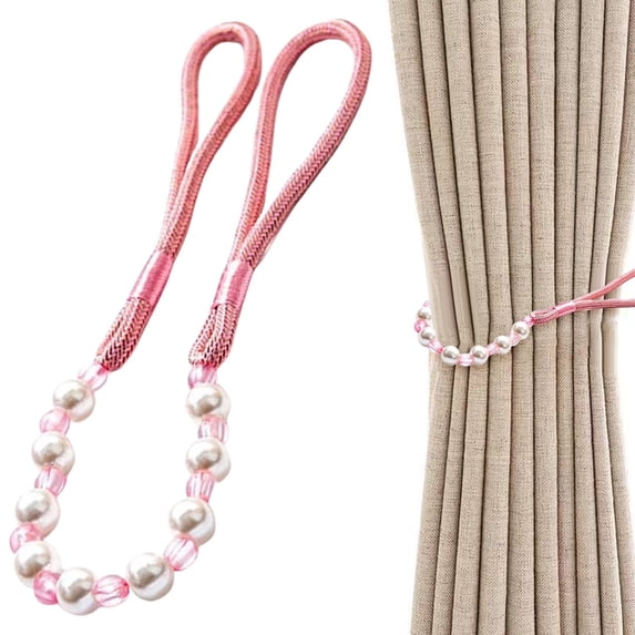 Acrylic Bead Curtain Tieback with Hook, Elegant Drapery Holdback for Curtains and Drapes, 1-Pack, Blush Pink