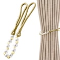 thumbnail image 1 of Acrylic Bead Curtain Tieback with Hook, Elegant Drapery Holdback for Curtains and Drapes, 1-Pack, Gold, 1 of 7