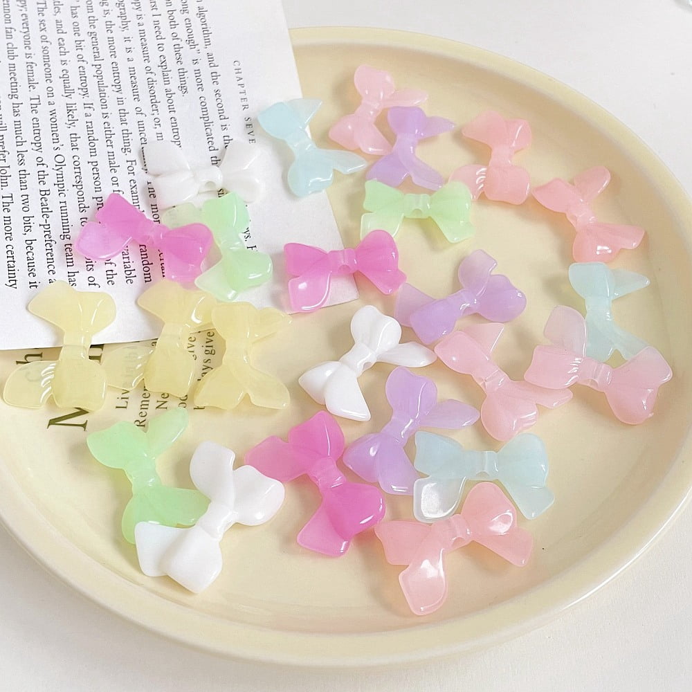 Acrylic Bead Imitation Jelly Bowknot Mixed Color 23.7x32.7x7.3mm Hole: 3.8mm about 240pcs/500g