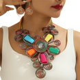 thumbnail image 1 of Acrylic Bead Necklace Earring Set For Women Tribal Fashion Costume Jewelry Earring Sets Unique Colorful Collar Choker, 1 of 3
