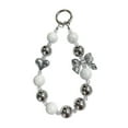 thumbnail image 1 of Acrylic Beaded Keychain Pendant Bow Pearl Phone Case Charm DIY Jewelry Accessory Hanging Chain Decor Glossy Beads 5.91x0.39in(White), 1 of 6