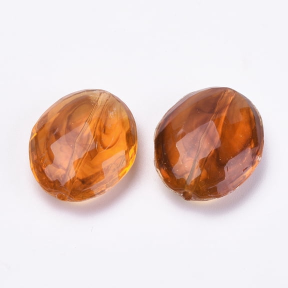 Acrylic Beads Imitation Amber Faceted Oval 20x16.5x7mm Hole: 1mm