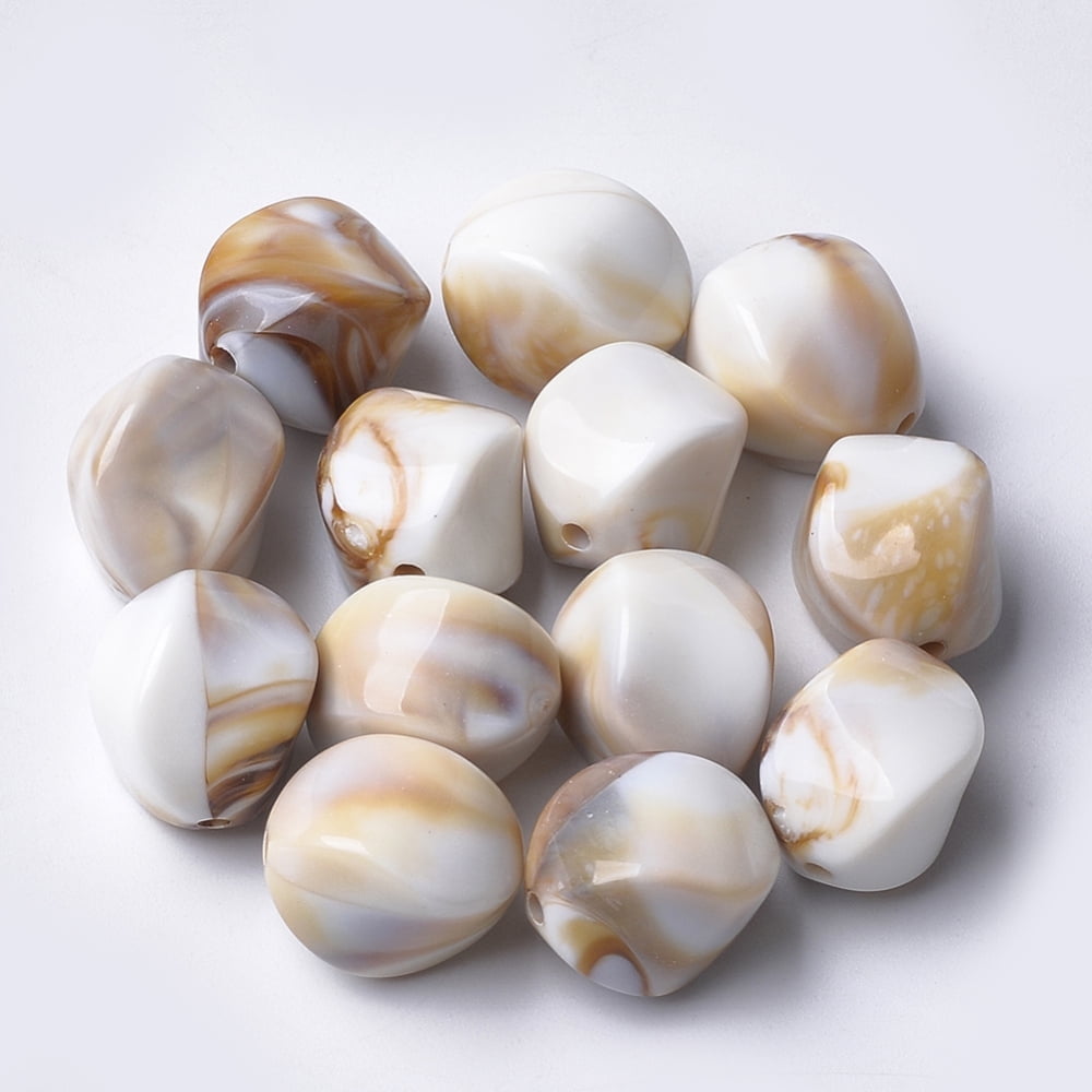Acrylic Beads Imitation Gemstone Style Nuggets Linen 15.5x12x12mm Hole: 1.8mm about 310pcs/500g