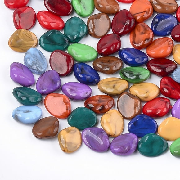 Acrylic Beads Imitation Gemstone Style Nuggets Mixed Color 16.5x13x6mm Hole: 1.4mm