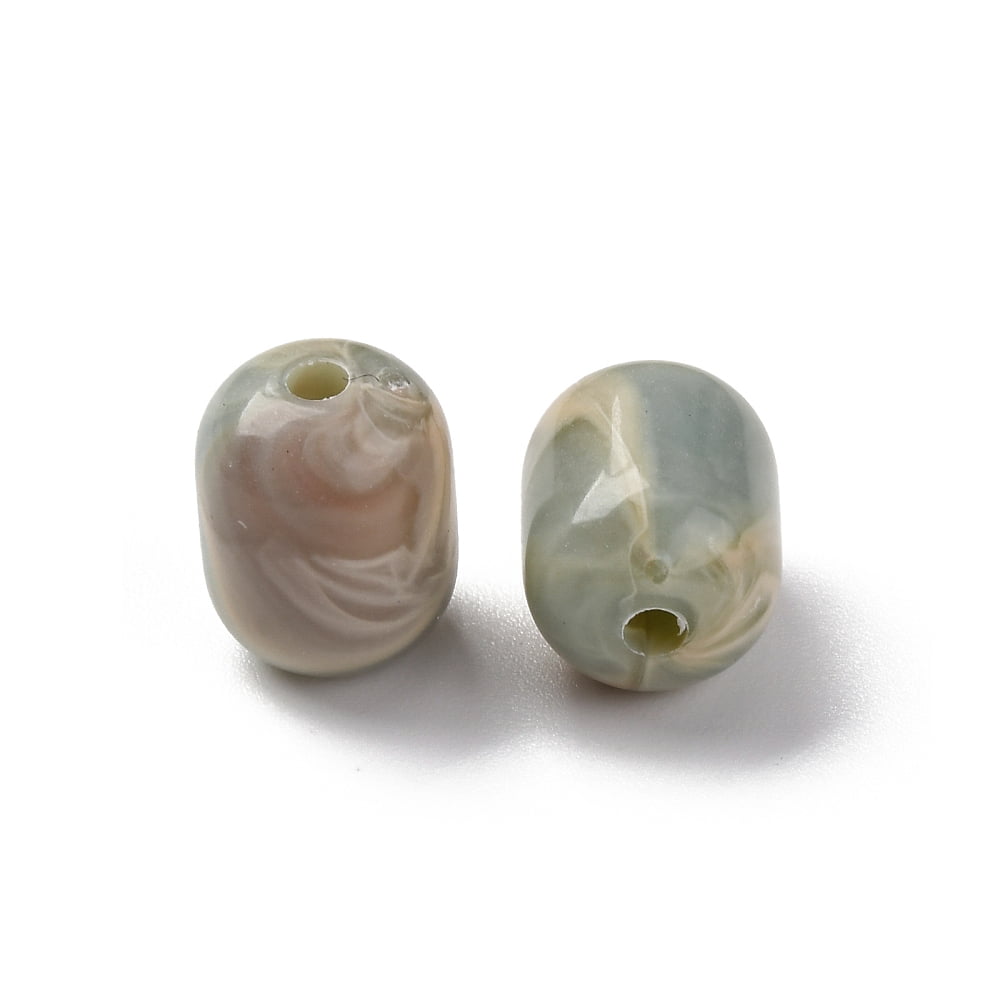 Acrylic Beads Imitation Shoushan Beads Column Dark Sea Green 12x9.5mm Hole: 2mm About: 625pcs/500g
