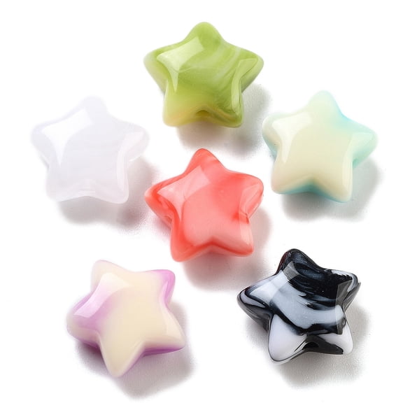 Acrylic Beads Star Imitation Gemstone Colorful 14x15x7mm Hole: 2mm 617pc/500g DIY