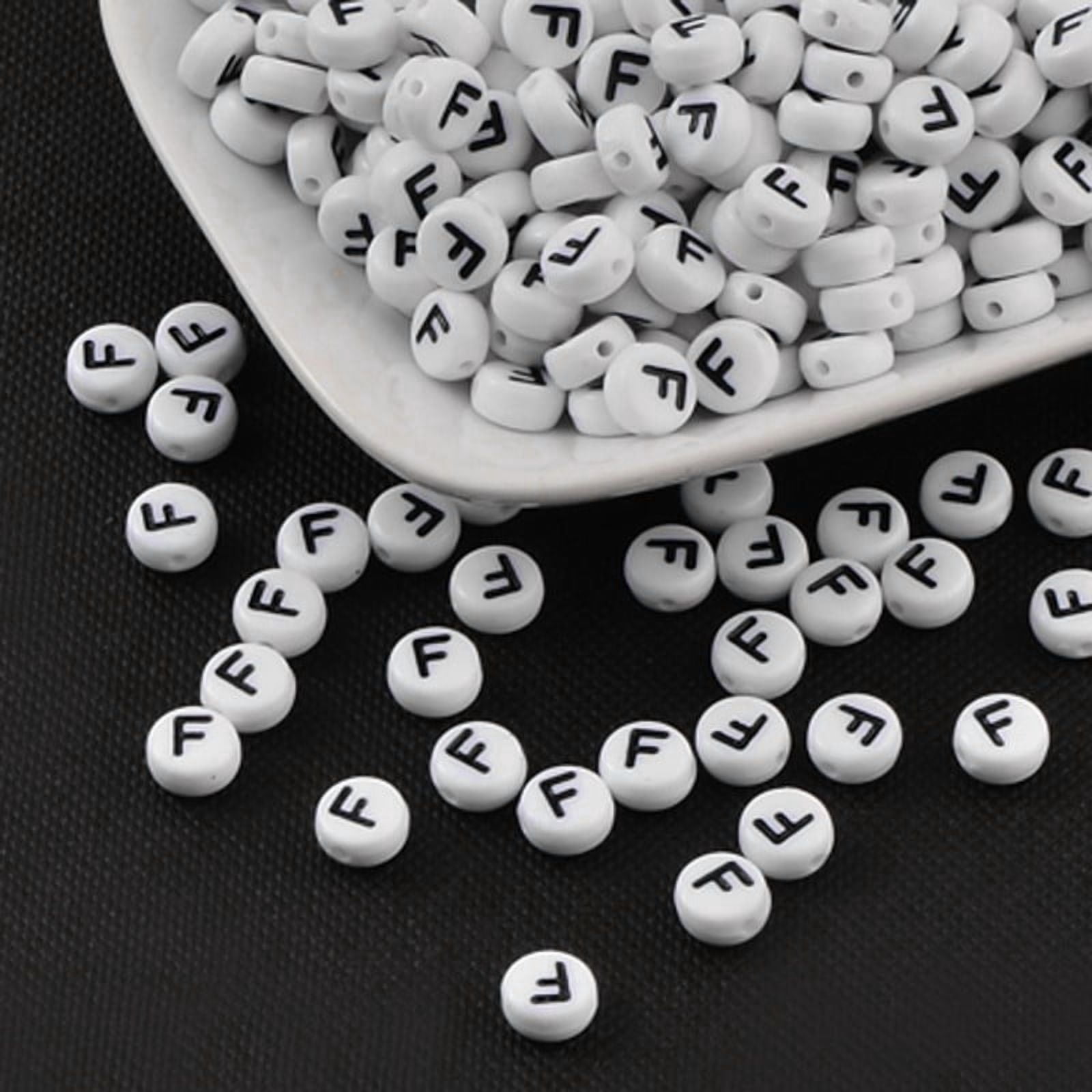 Acrylic Beads with Horizontal Hole Letter Flat Round Letter F 7x4mm Hole: 1.2~1.8mm about 3500pcs/500g