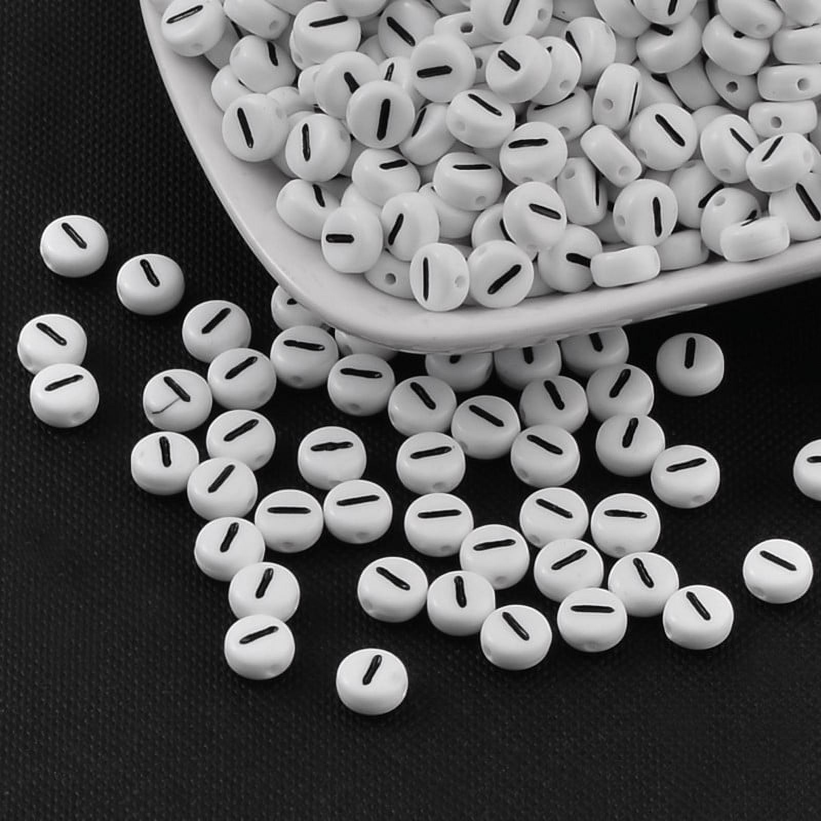 Acrylic Beads with Horizontal Hole Letter Flat Round Letter I 7x4mm Hole: 1.2-1.8mm 3500pcs/500g