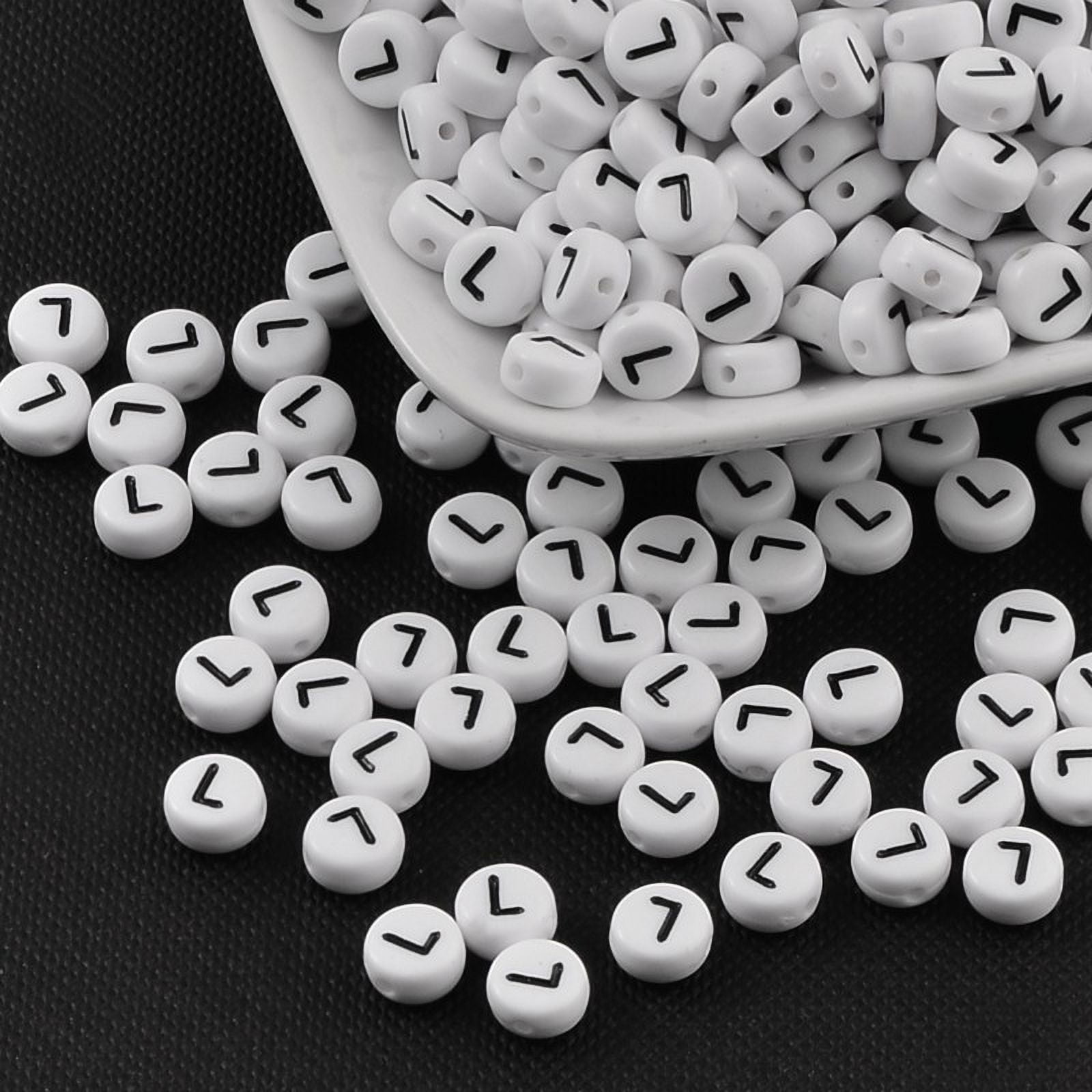 Acrylic Beads with Horizontal Hole Letter Flat Round Letter.L 7x4mm Hole: 1mm about 3500pcs/500g