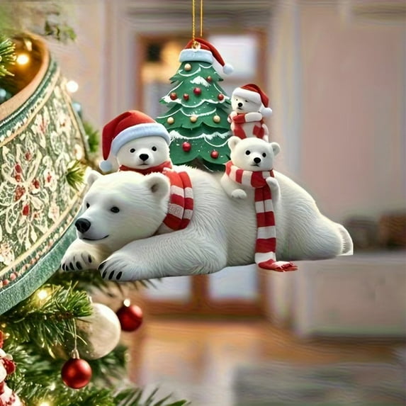 Acrylic Bear Small Pendants - Ideal for Christmas Tree Decoration, Home Door & Wall Decor, Holiday Accents & Festive Display to Add Christmas Charm,Multicolor,3.14*2.63in