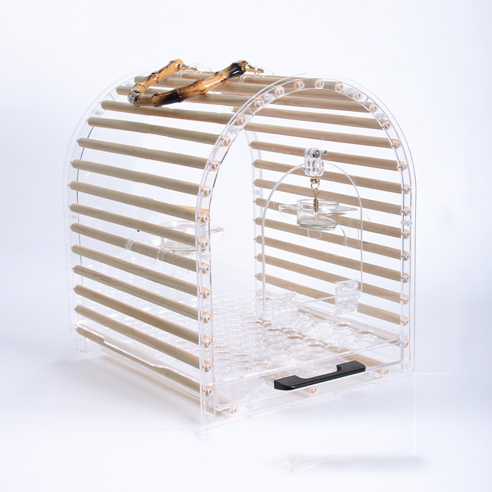 Acrylic Bird Cage Portable Breathable Outdoor Bird Cage Round Easy to ... - Rear Acrylic Bird Cage Screen