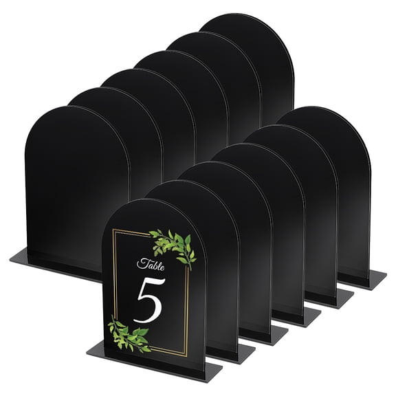 Acrylic Blank Table Number Sign Tent Holder Desk Name Plate Display Arch Black 120x30x142mm for making